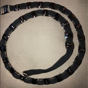 Salvatore Ferragamo black silver and ribbon belt
